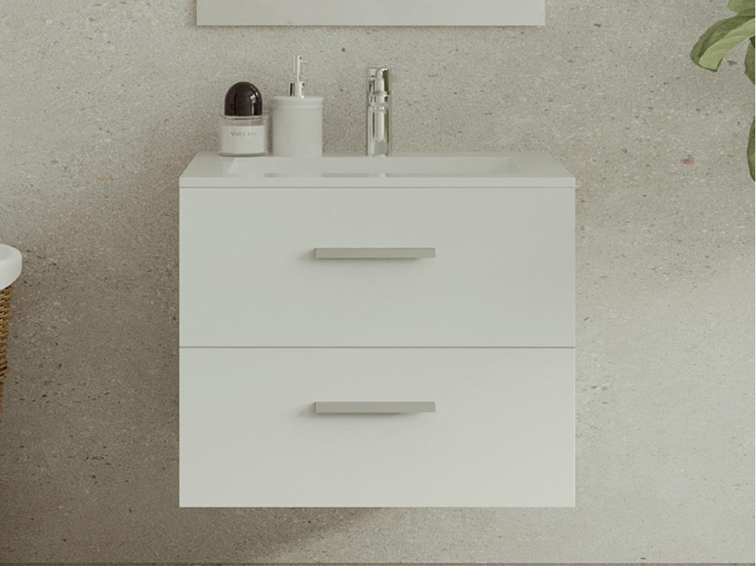 Mobile per bagno sospeso con lavabo singolo 60 cm Bianco - KAYLA