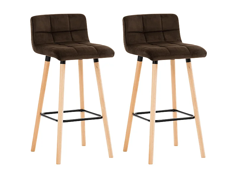 Lot de 2  Tabouret de bar - Velours - Marron - Lincoln