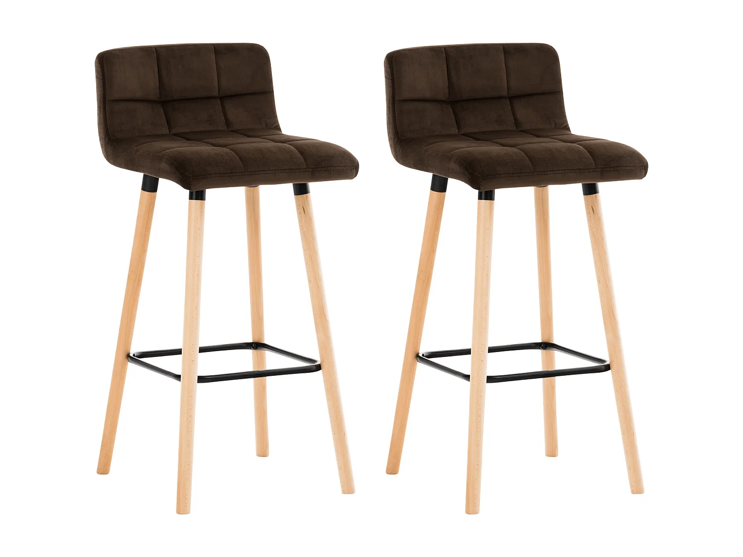 Lot de 2  Tabouret de bar - Velours - Marron - Lincoln