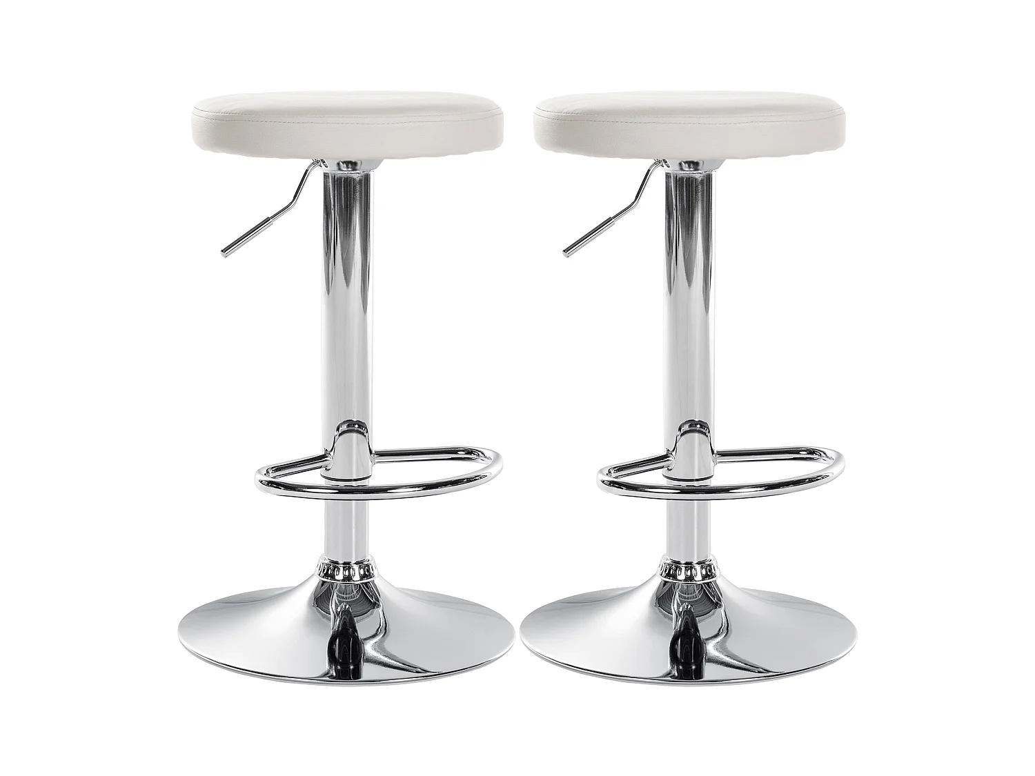 Lot de 2 Tabourets de bar - Similicuir & Métal - Blanc - Ponte