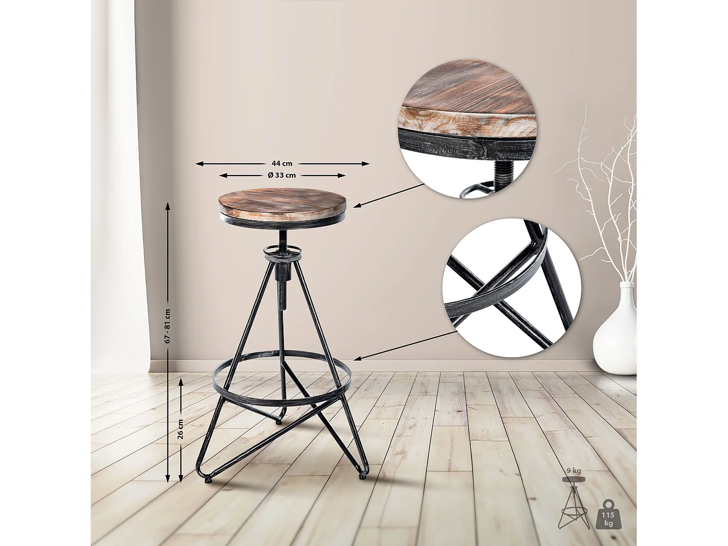 Barhocker - Metall - silber - Karla