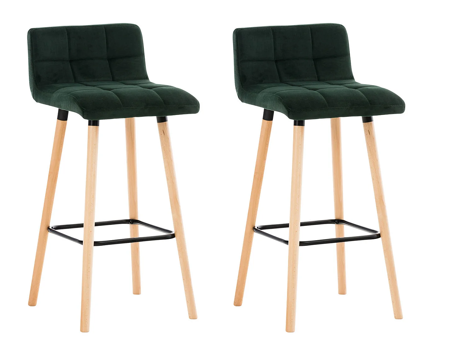 Set van 2 Barkruk - Fluweel & Hout - groen - Lincoln