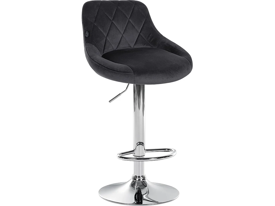 Lot de 2 Tabourets de bar - Velours & Métal - Gris foncé - Lazio