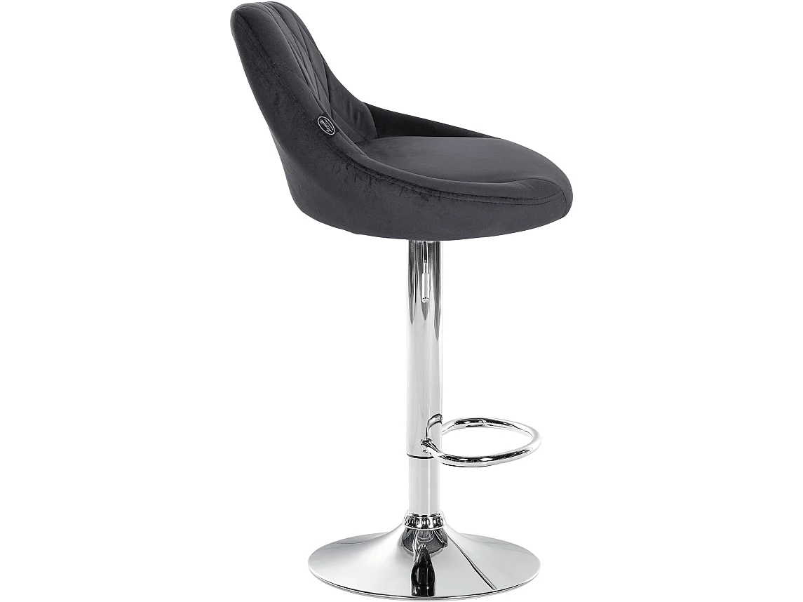 Lot de 2 Tabourets de bar - Velours & Métal - Gris foncé - Lazio