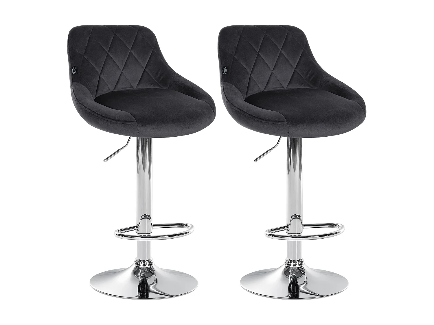 Lot de 2 Tabourets de bar - Velours & Métal - Gris foncé - Lazio