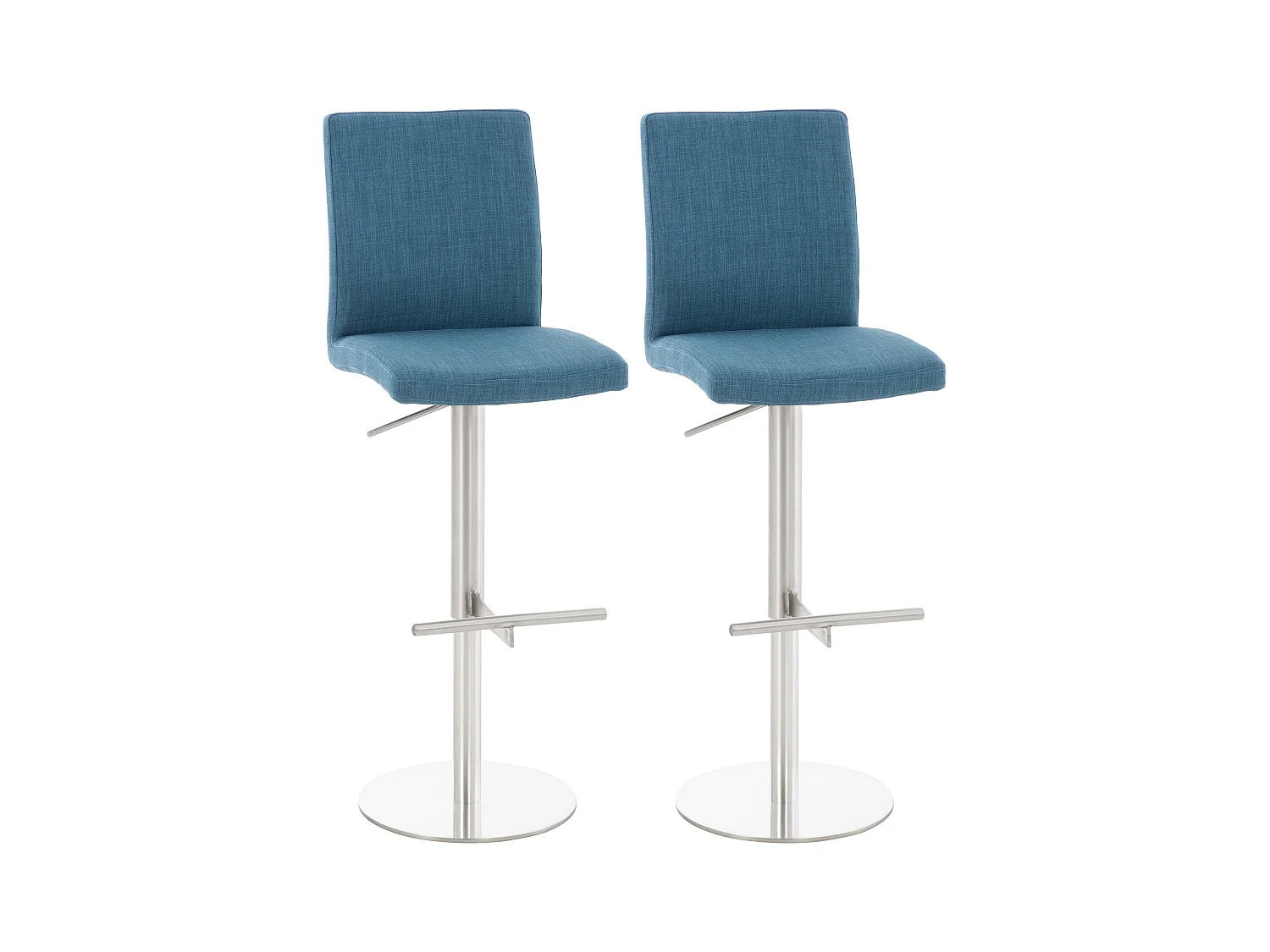 Lot de 2  Tabouret de bar - Tissu & Acier inoxydable - Bleu - Cadiz