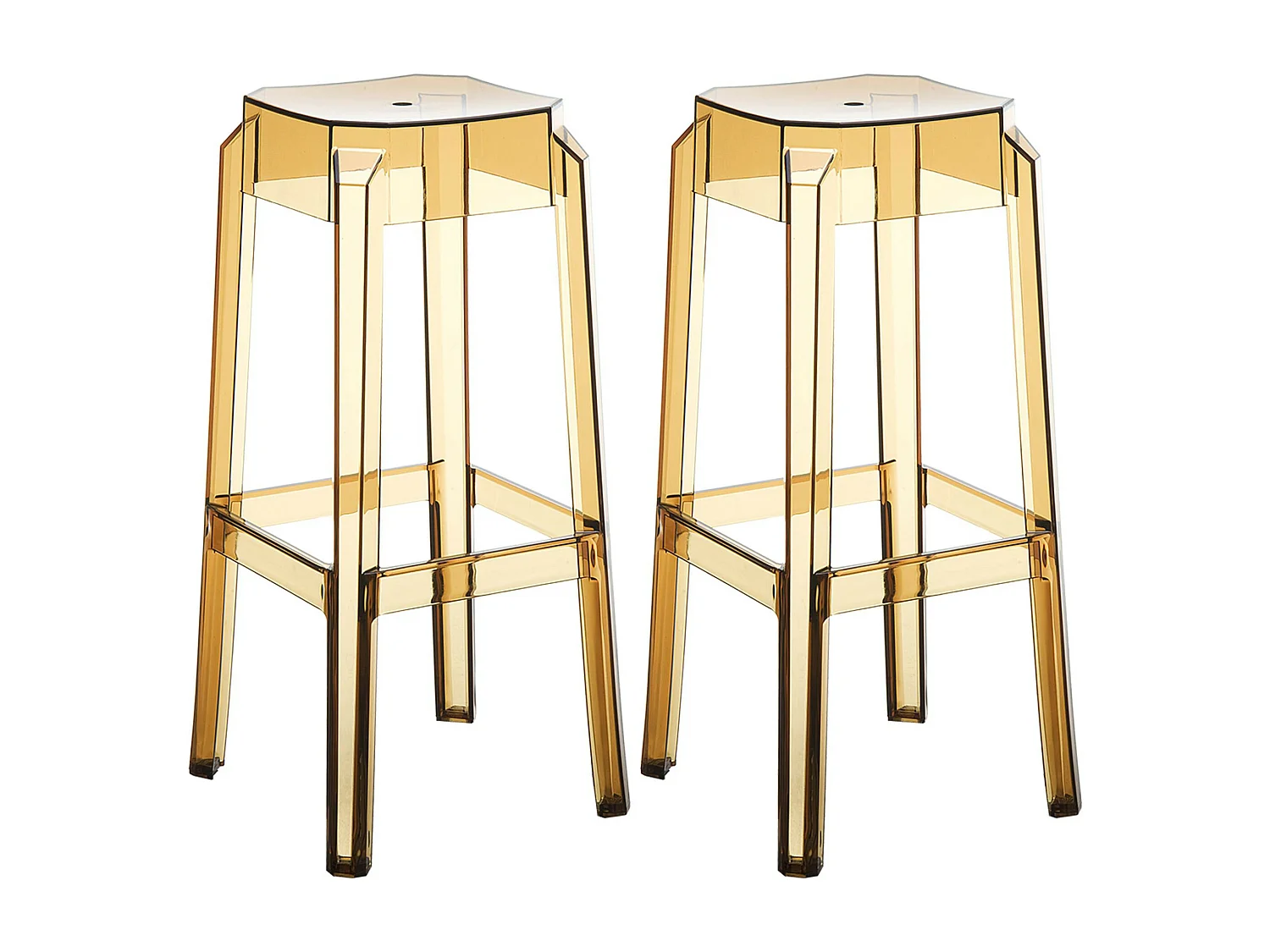 Lot de 2  Tabouret de bar - Plastique & Blanc - Ambre - Fox