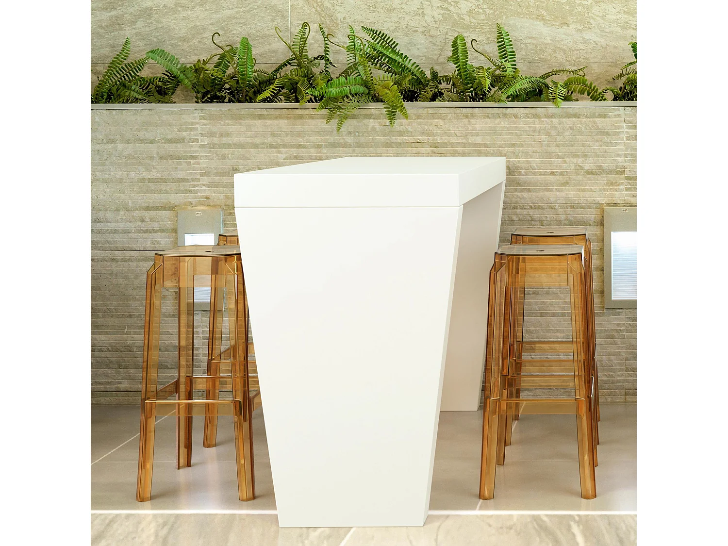 Lot de 2  Tabouret de bar - Plastique & Blanc - Ambre - Fox