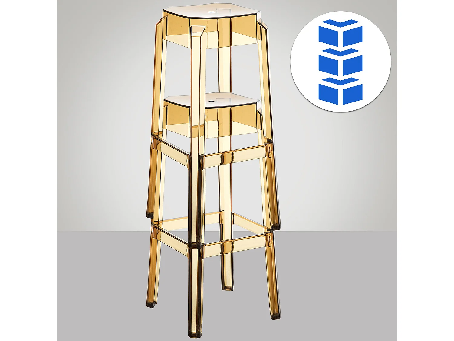 Lot de 2  Tabouret de bar - Plastique - Ambre - Fox
