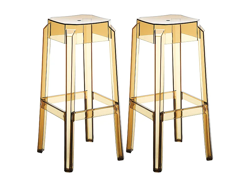 Lot de 2  Tabouret de bar - Plastique & Blanc - Ambre - Fox