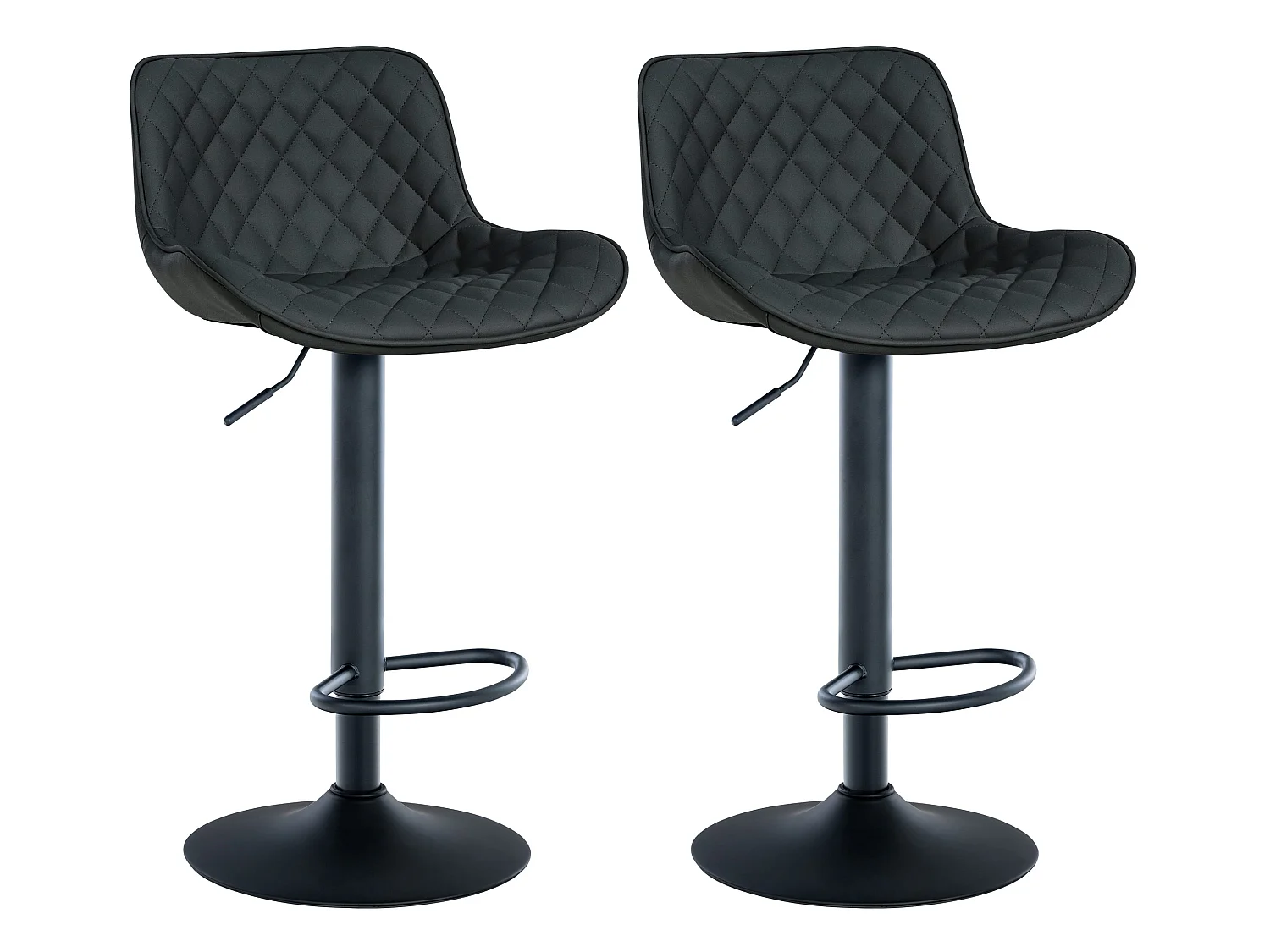 Lot de 2  Tabouret de bar - Similicuir - Noir - Minosa