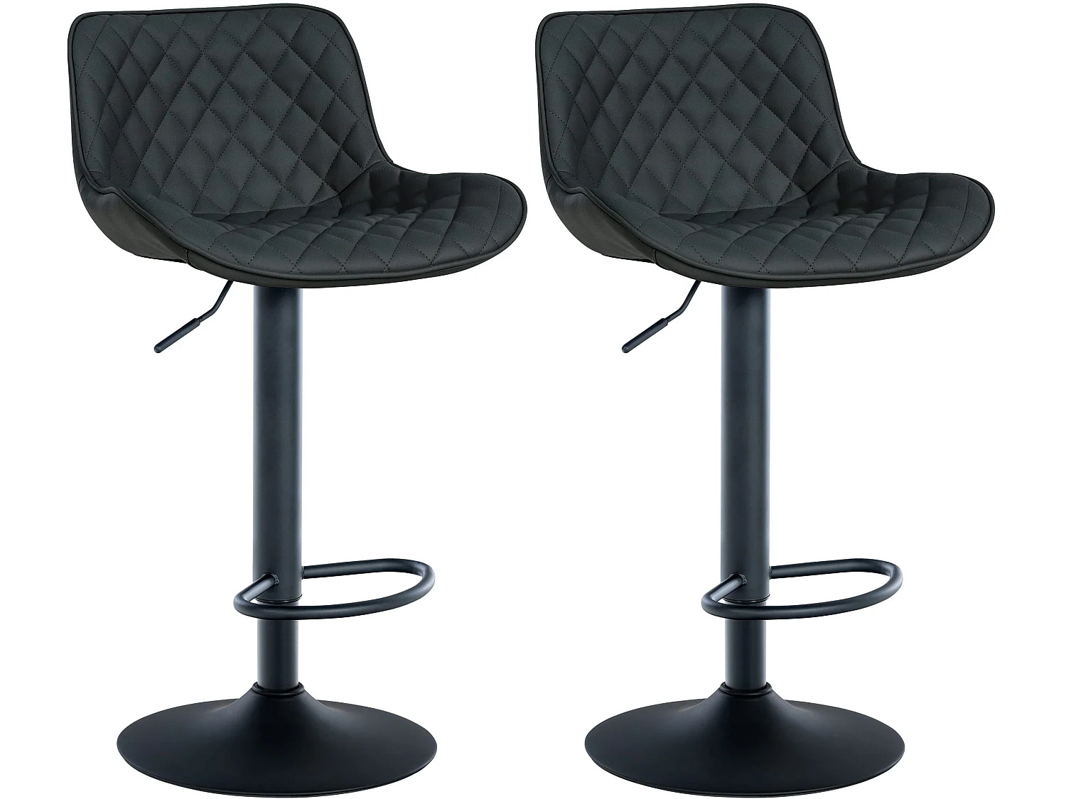 Lot de 2  Tabouret de bar - Similicuir - Noir - Minosa