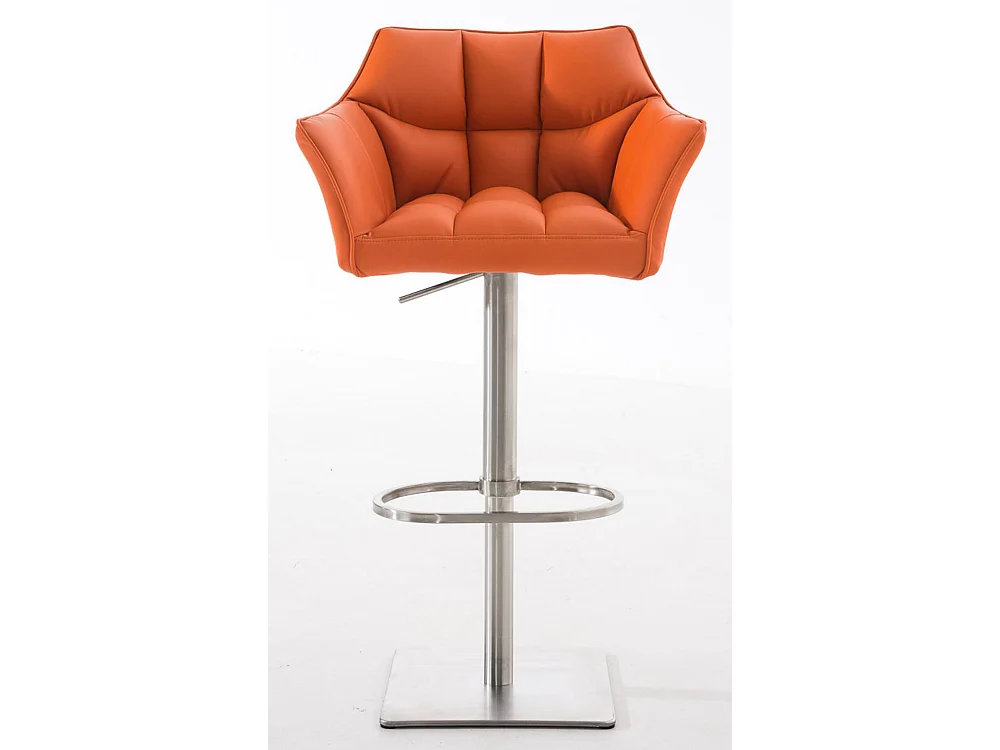 Lot de 2  Tabouret de bar - Similicuir & Acier inoxydable - Orange - Damaso