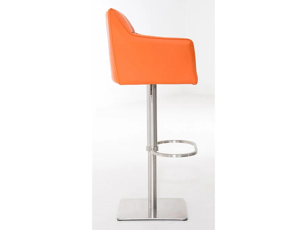 Lot de 2  Tabouret de bar - Similicuir & Acier inoxydable - Orange - Damaso