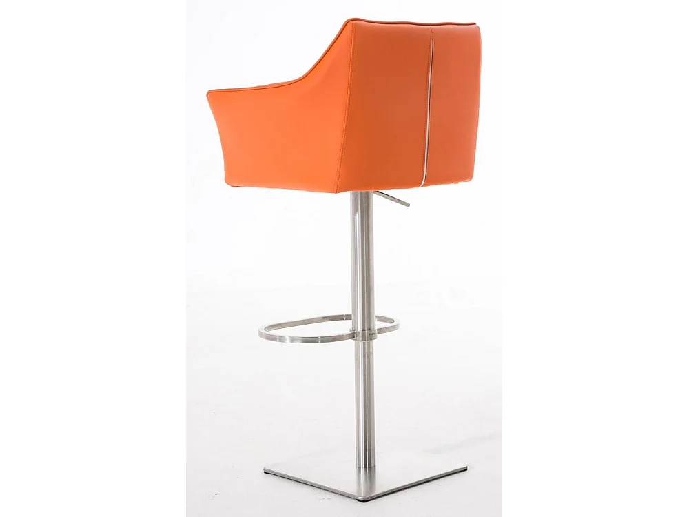 Lot de 2  Tabouret de bar - Similicuir & Acier inoxydable - Orange - Damaso