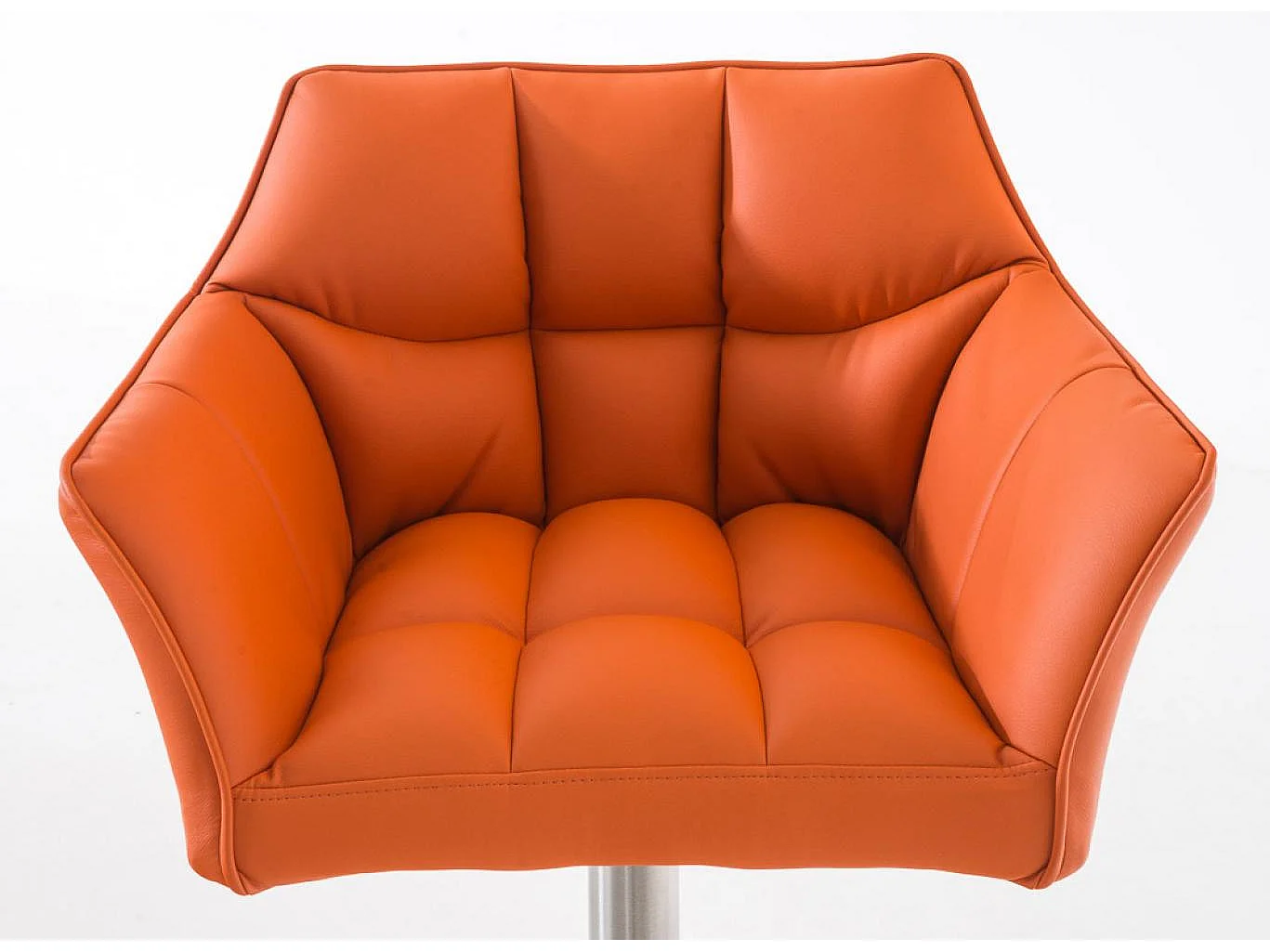 Lot de 2  Tabouret de bar - Similicuir & Acier inoxydable - Orange - Damaso