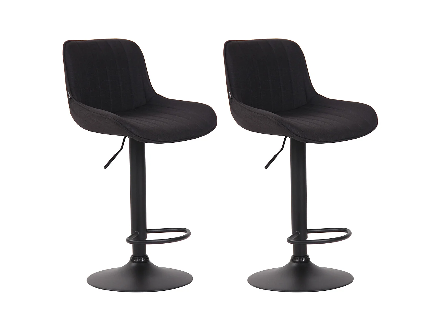 Lot de 2  Tabouret de bar - Tissu & Noir - Noir - Lentini