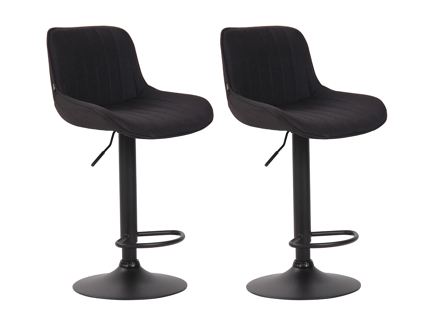 Lot de 2  Tabouret de bar - Tissu & Noir - Noir - Lentini