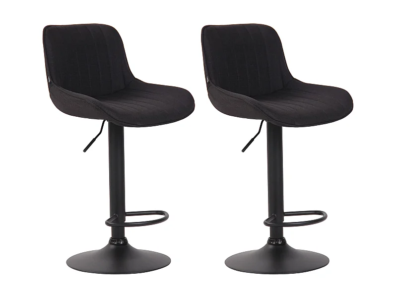 Lot de 2  Tabouret de bar - Tissu & Noir - Noir - Lentini