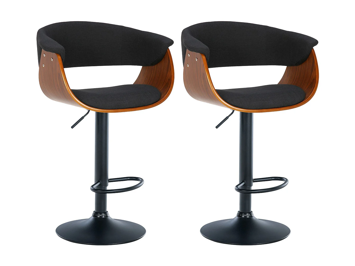 Lot de 2  Tabouret de bar - Tissu - Noyer / Noir - Vestal