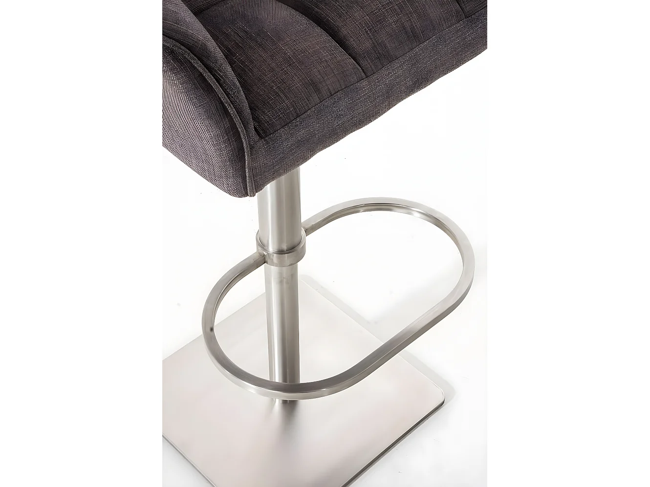 Lot de 2  Tabouret de bar - Tissu & Acier inoxydable - Gris - Damaso