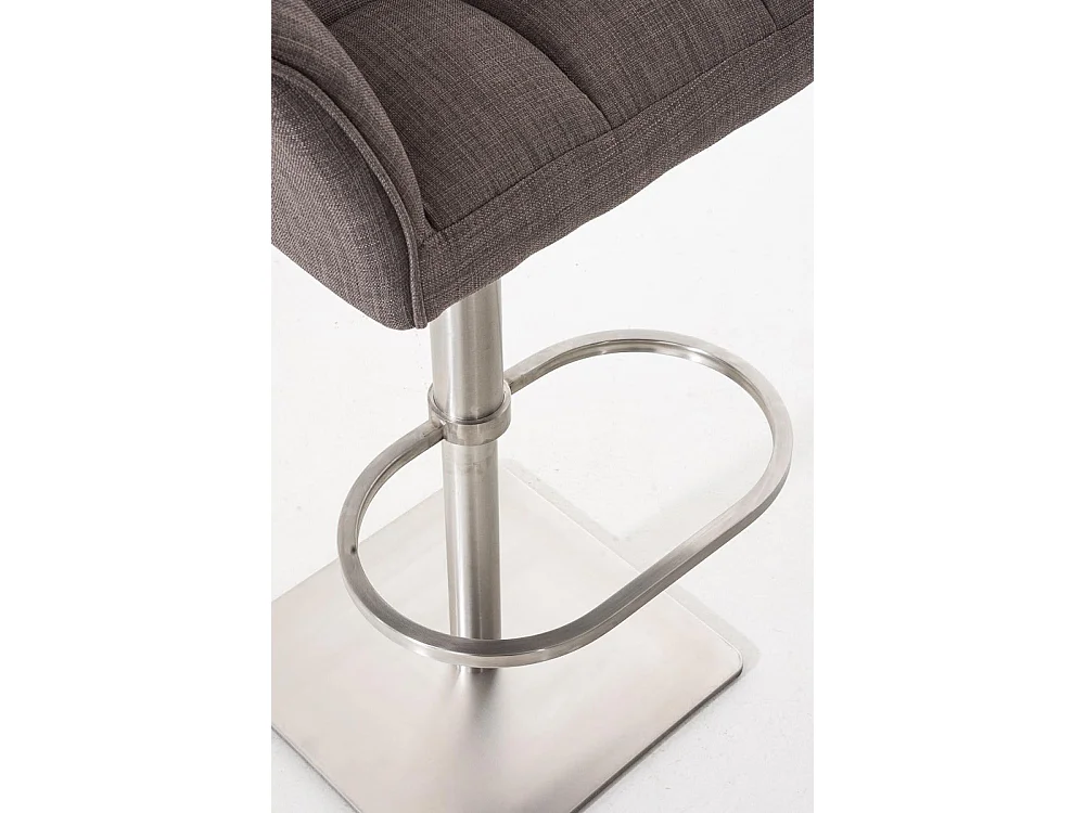 Lot de 2  Tabouret de bar - Tissu & Acier inoxydable - Gris - Damaso