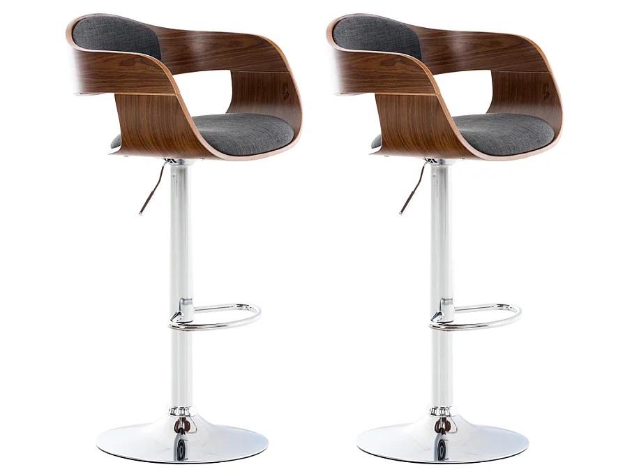 Set van 2  Barkruk - Stof - walnoot/donkergrijs - Kingston
