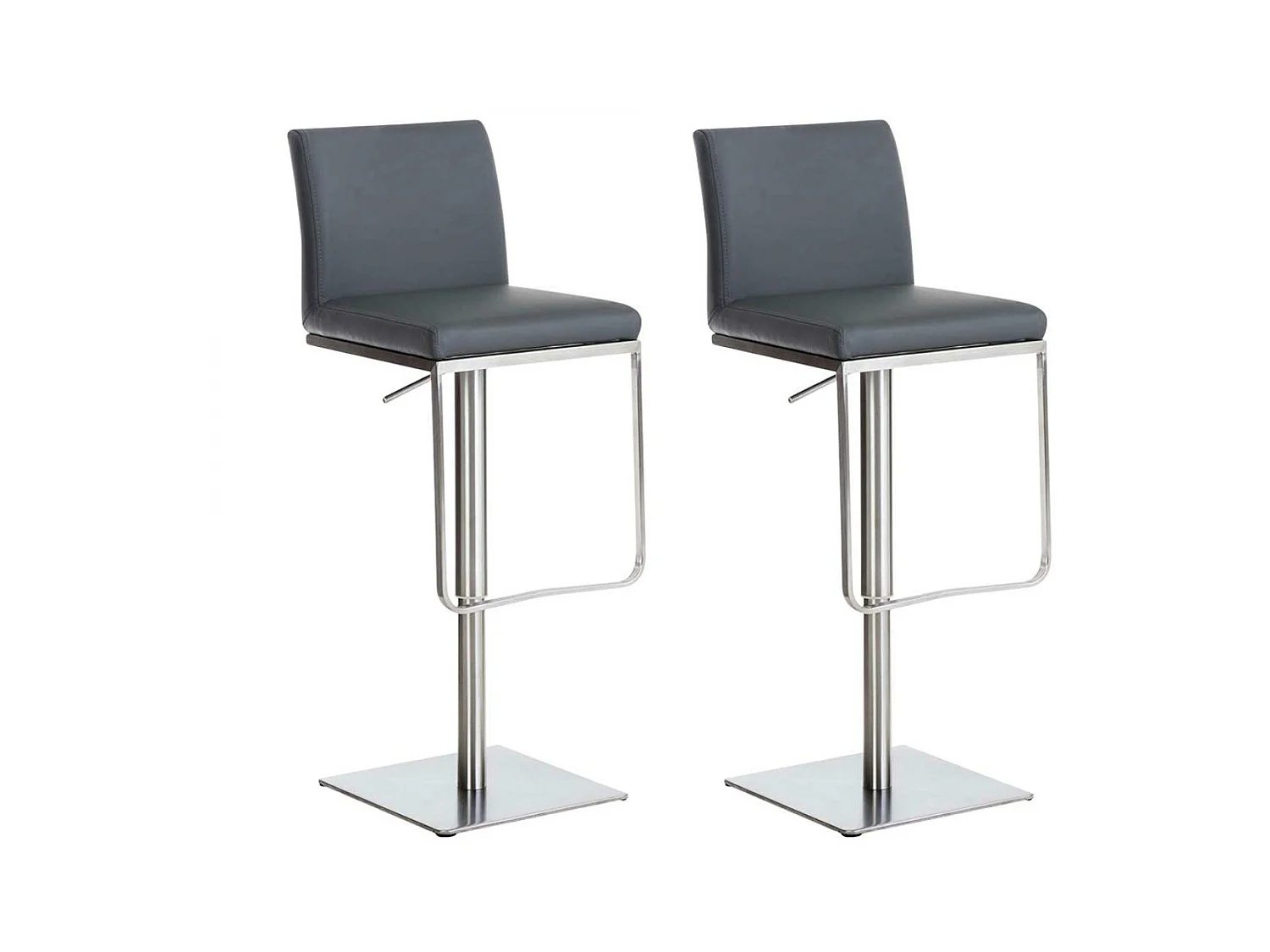 Lot de 2  Tabouret de bar - Similicuir & Acier inoxydable - Gris - Panama