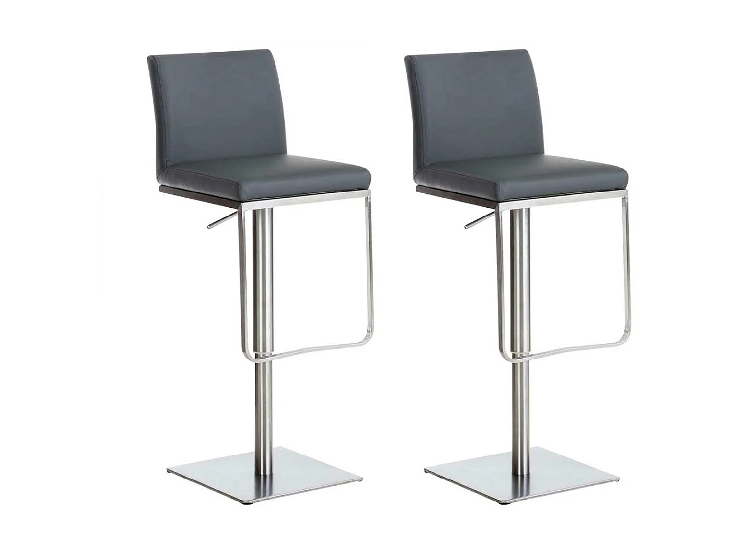 Lot de 2  Tabouret de bar - Similicuir & Acier inoxydable - Gris - Panama