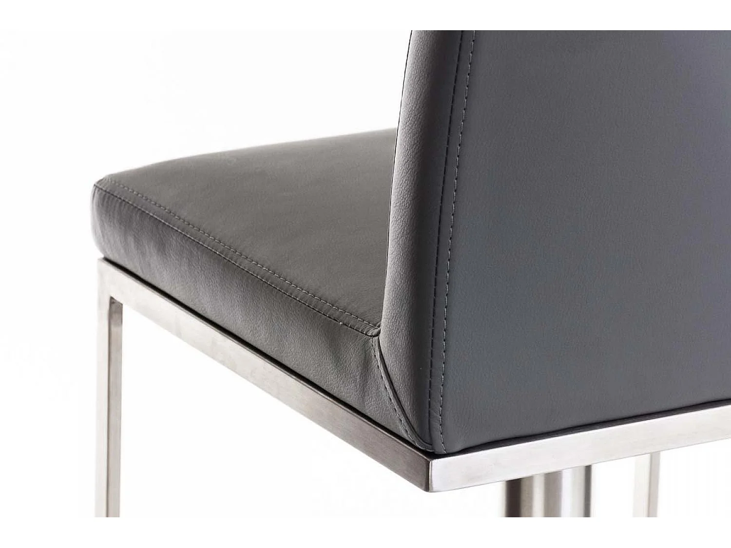 Lot de 2  Tabouret de bar - Similicuir & Acier inoxydable - Gris - Panama