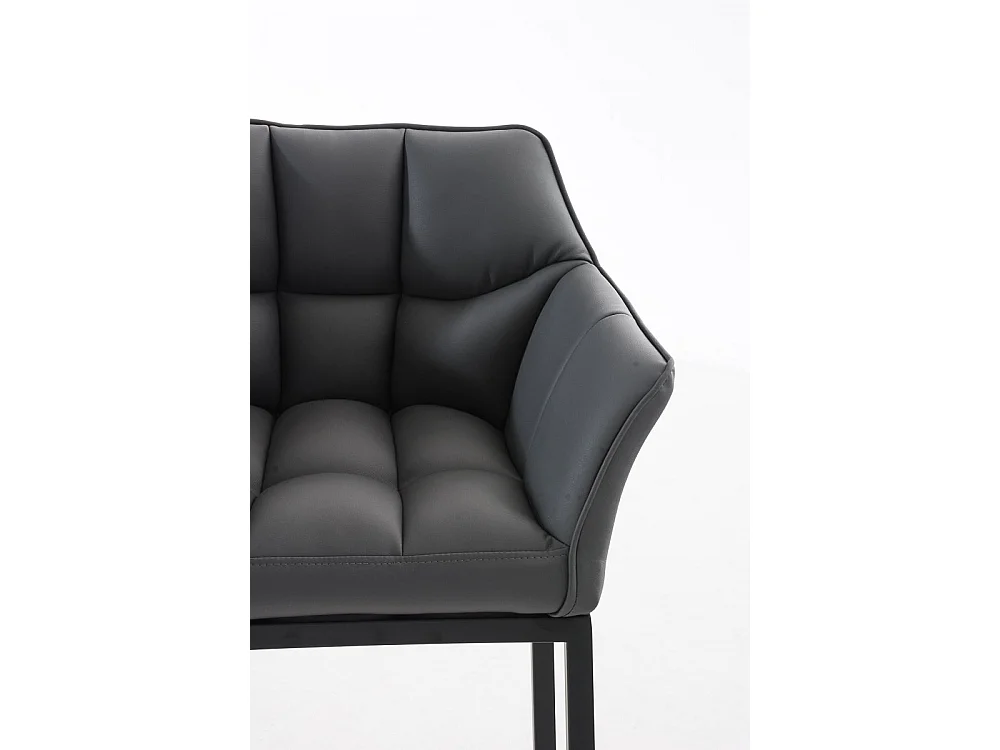 Tabouret de bar - Similicuir & Noir - Gris - Damaso