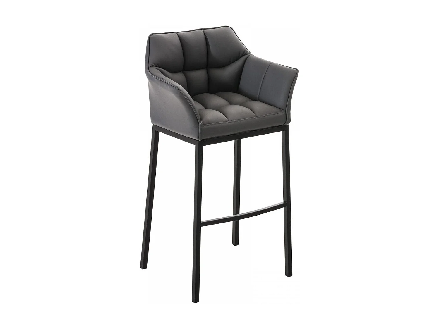 Tabouret de bar - Similicuir & Noir - Gris - Damaso