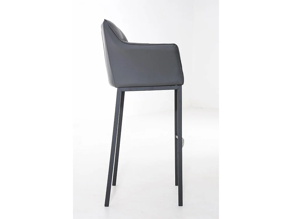 Tabouret de bar - Similicuir & Noir - Gris - Damaso