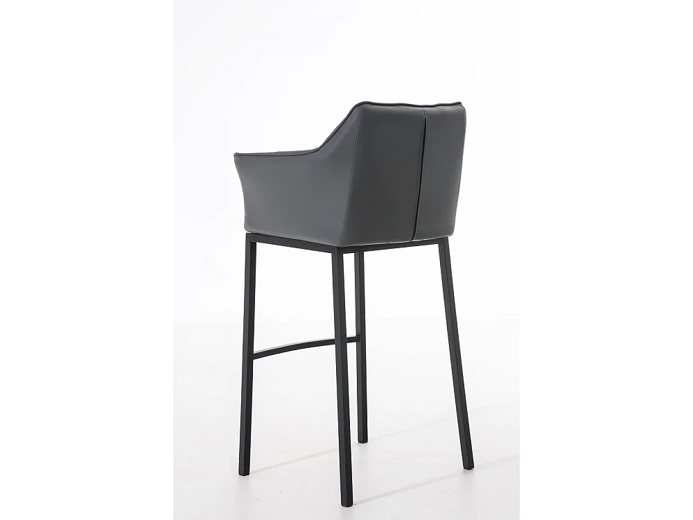 Tabouret de bar - Similicuir & Noir - Gris - Damaso