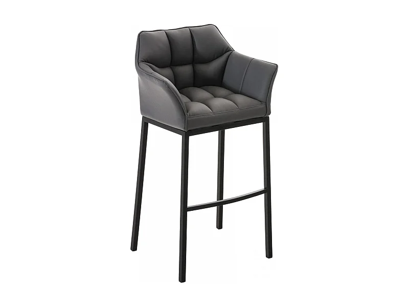 Tabouret de bar - Similicuir & Noir - Gris - Damaso