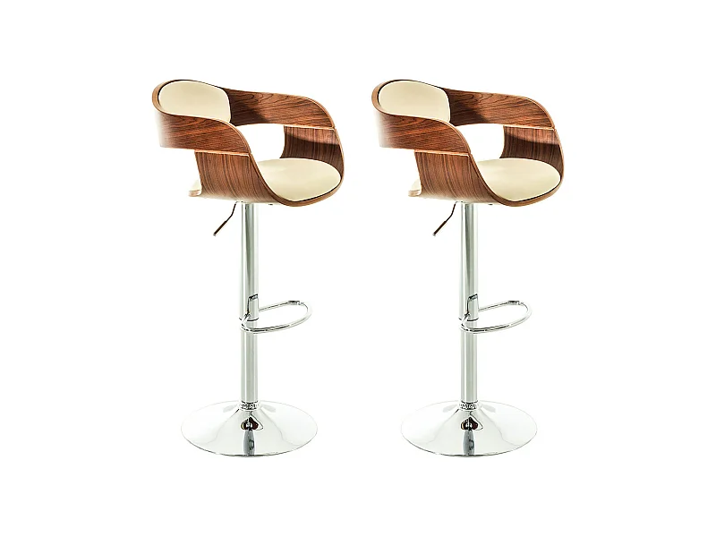 2er Set Barhocker - Kunstleder - walnuss/creme - Kingston