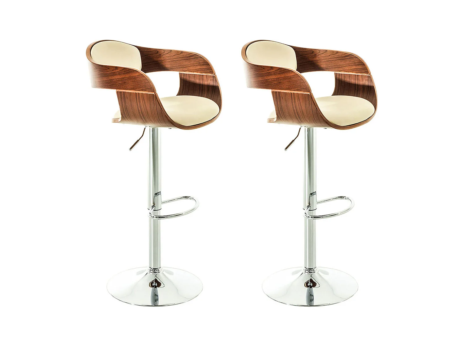 Lot de 2  Tabouret de bar - Similicuir - Noyer / Crème - Kingston