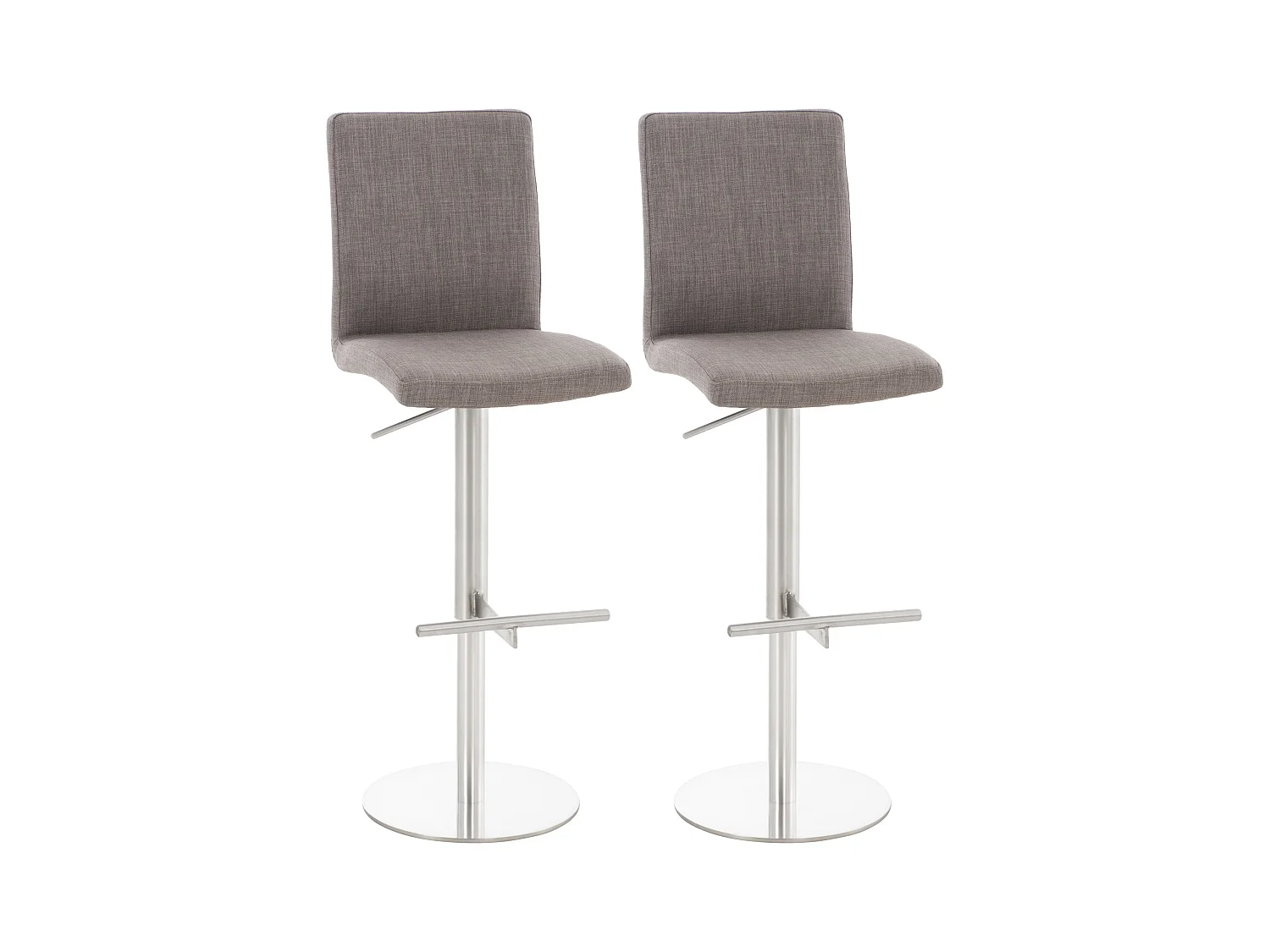 Lot de 2  Tabouret de bar - Tissu & Acier inoxydable - Gris - Cadiz