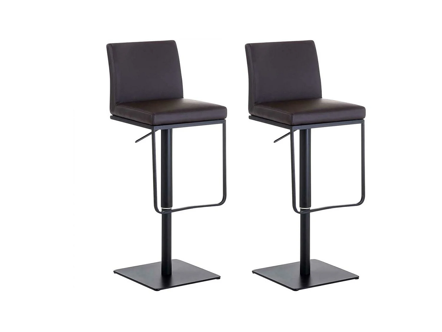 Lot de 2  Tabouret de bar - Similicuir & Noir - Marron - Panama