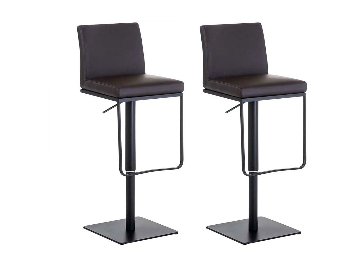 Lot de 2  Tabouret de bar - Similicuir & Noir - Marron - Panama