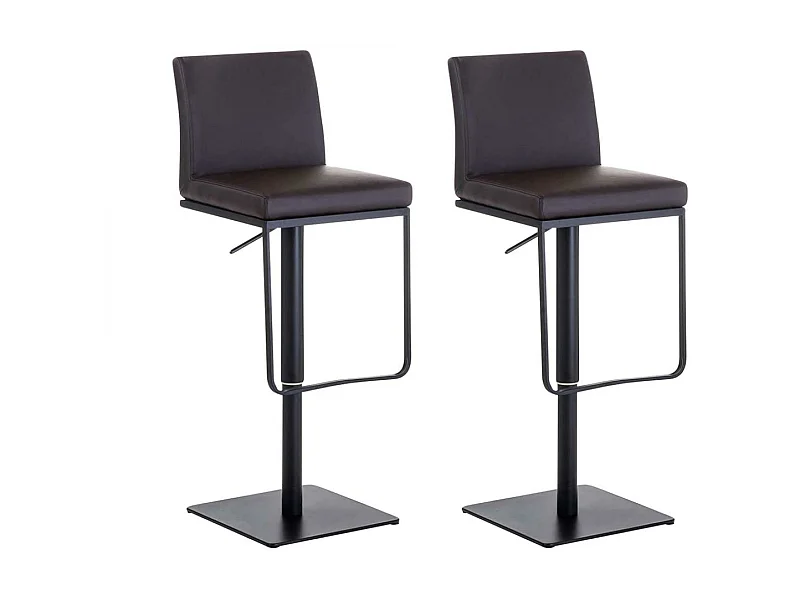 Lot de 2  Tabouret de bar - Similicuir & Noir - Marron - Panama