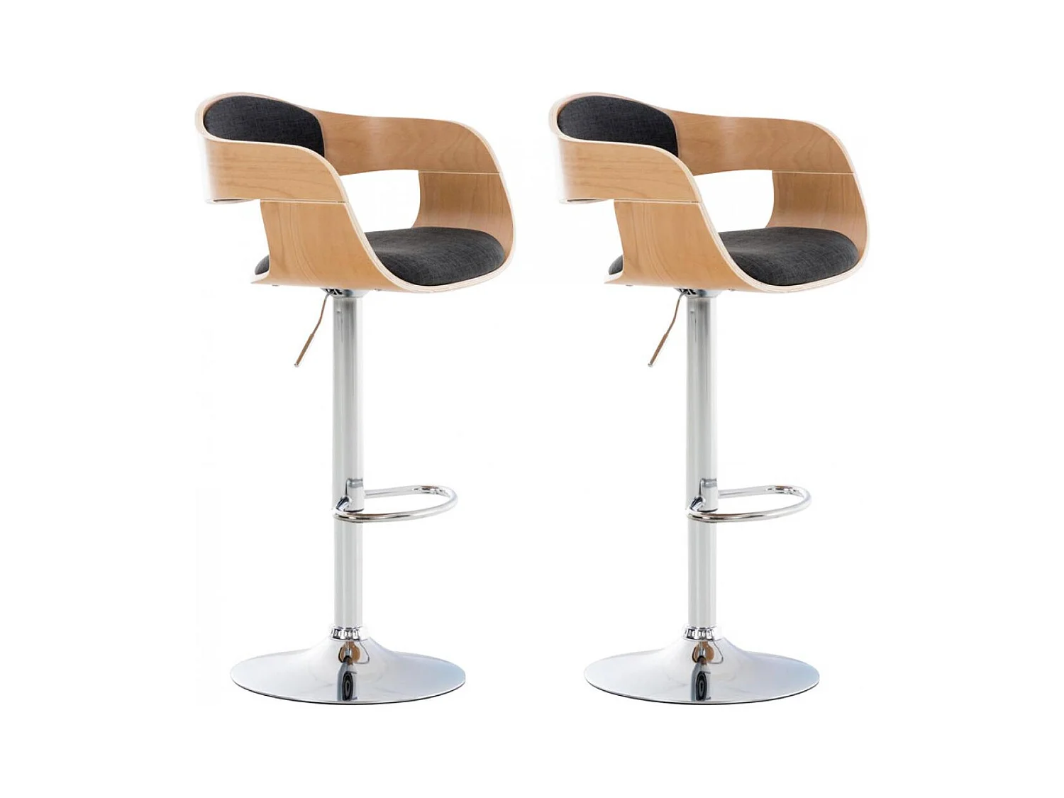Lot de 2  Tabouret de bar - Tissu - Nature / Gris foncé - Kingston