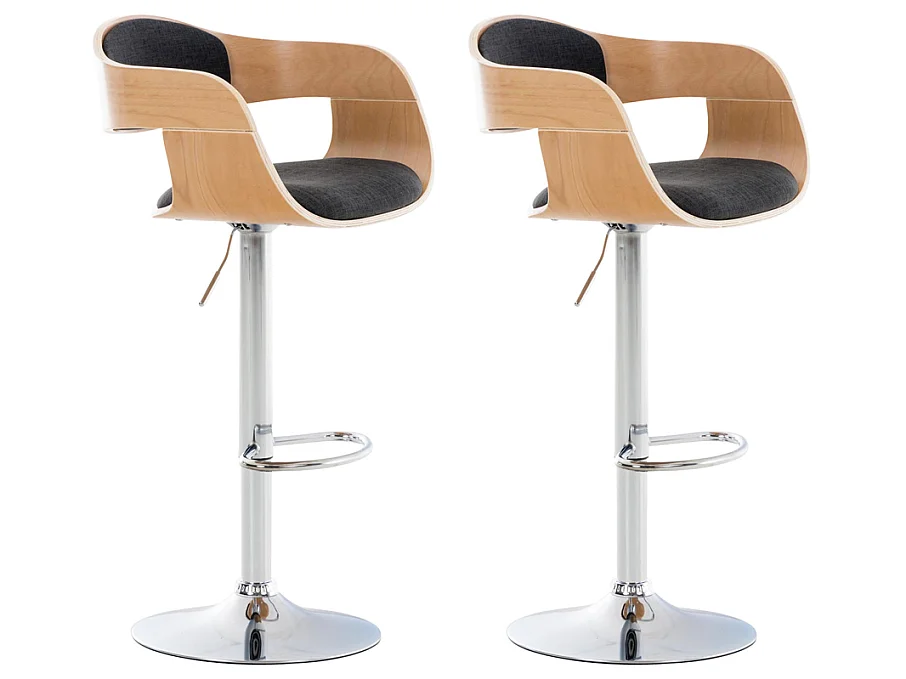 Set van 2  Barkruk - Stof - natura/donkergrijs - Kingston