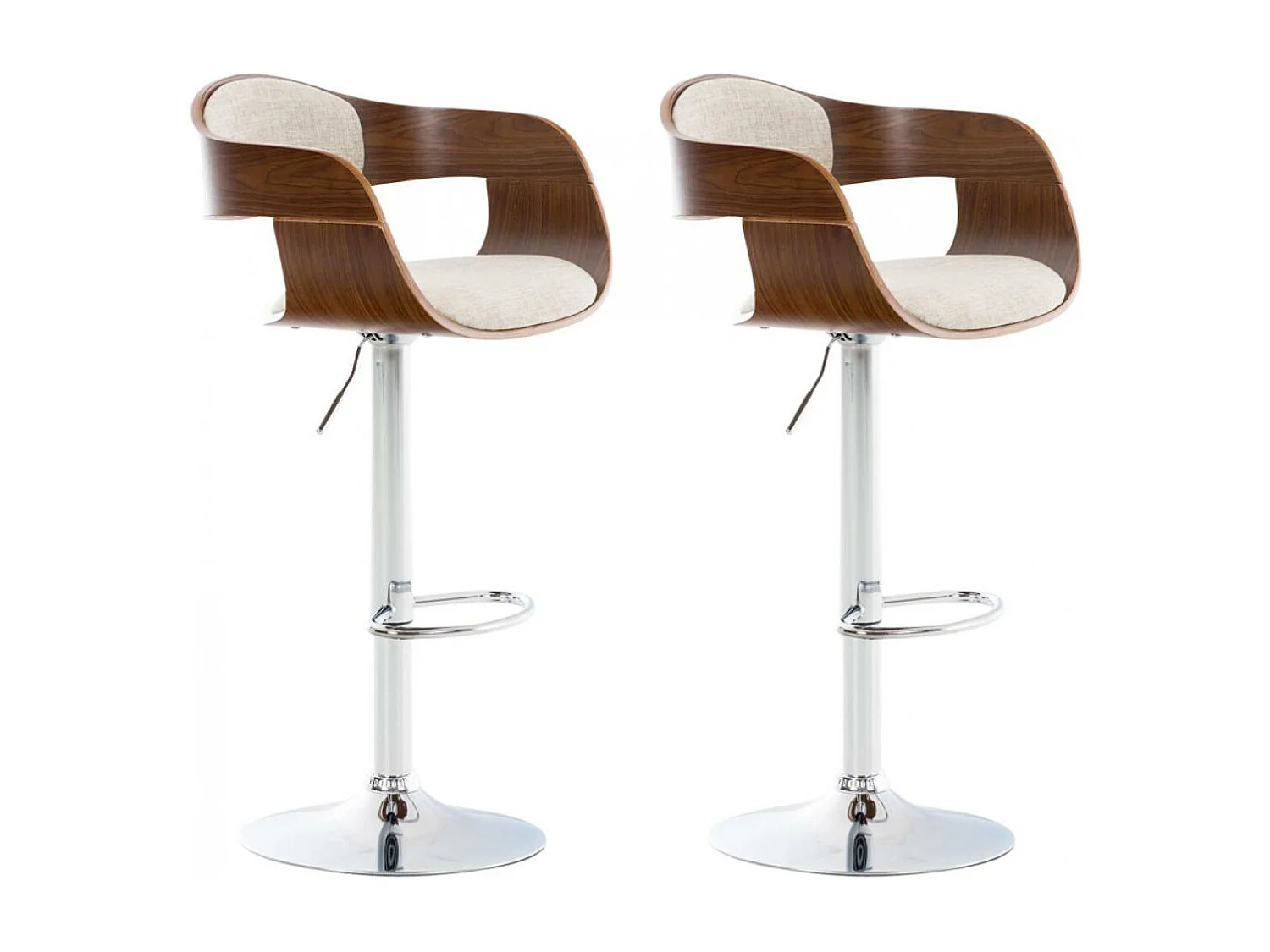 Set van 2  Barkruk - Stof - walnoot/creme - Kingston