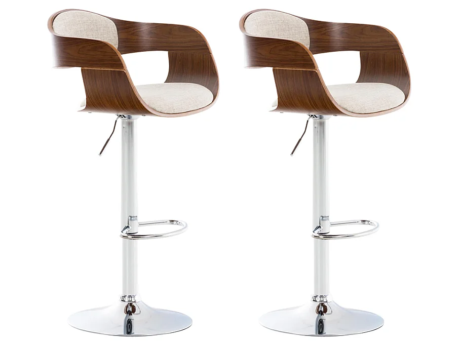 Set van 2  Barkruk - Stof - walnoot/creme - Kingston