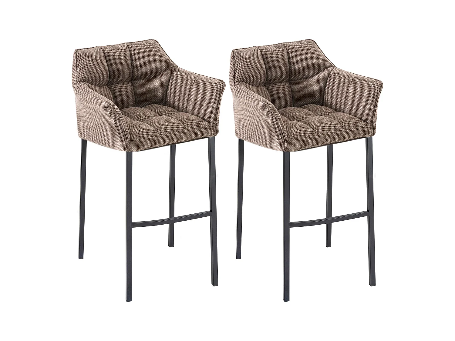 Lot de 2  Tabouret de bar - Tissu & Noir - Marron terre - Damaso