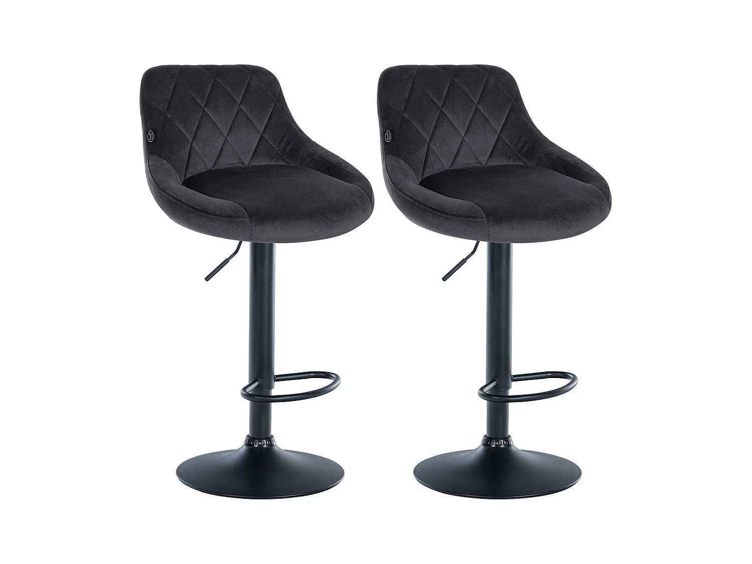Lot de 2 Tabourets de bar - Velours & Métal - Gris foncé - Lazio