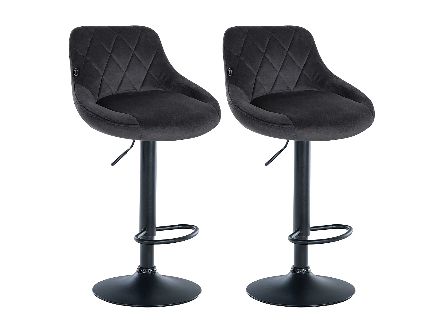 Lot de 2 Tabourets de bar - Velours & Métal - Gris foncé - Lazio