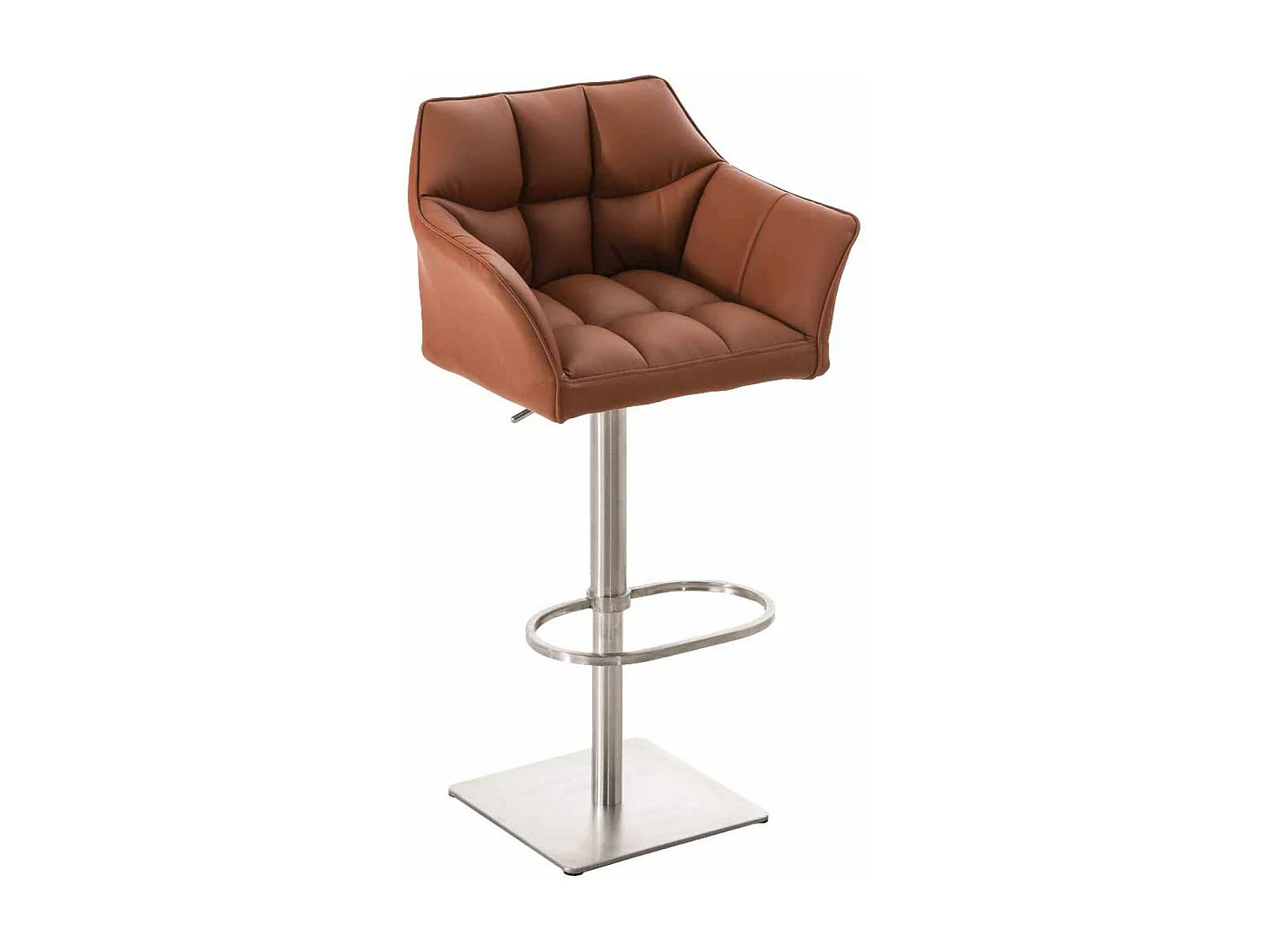 Lot de 2  Tabouret de bar - Similicuir & Acier inoxydable - Marron clair - Damaso