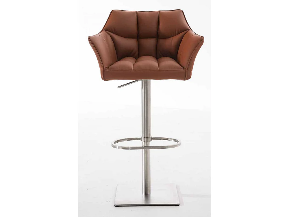 Lot de 2  Tabouret de bar - Similicuir & Acier inoxydable - Marron clair - Damaso